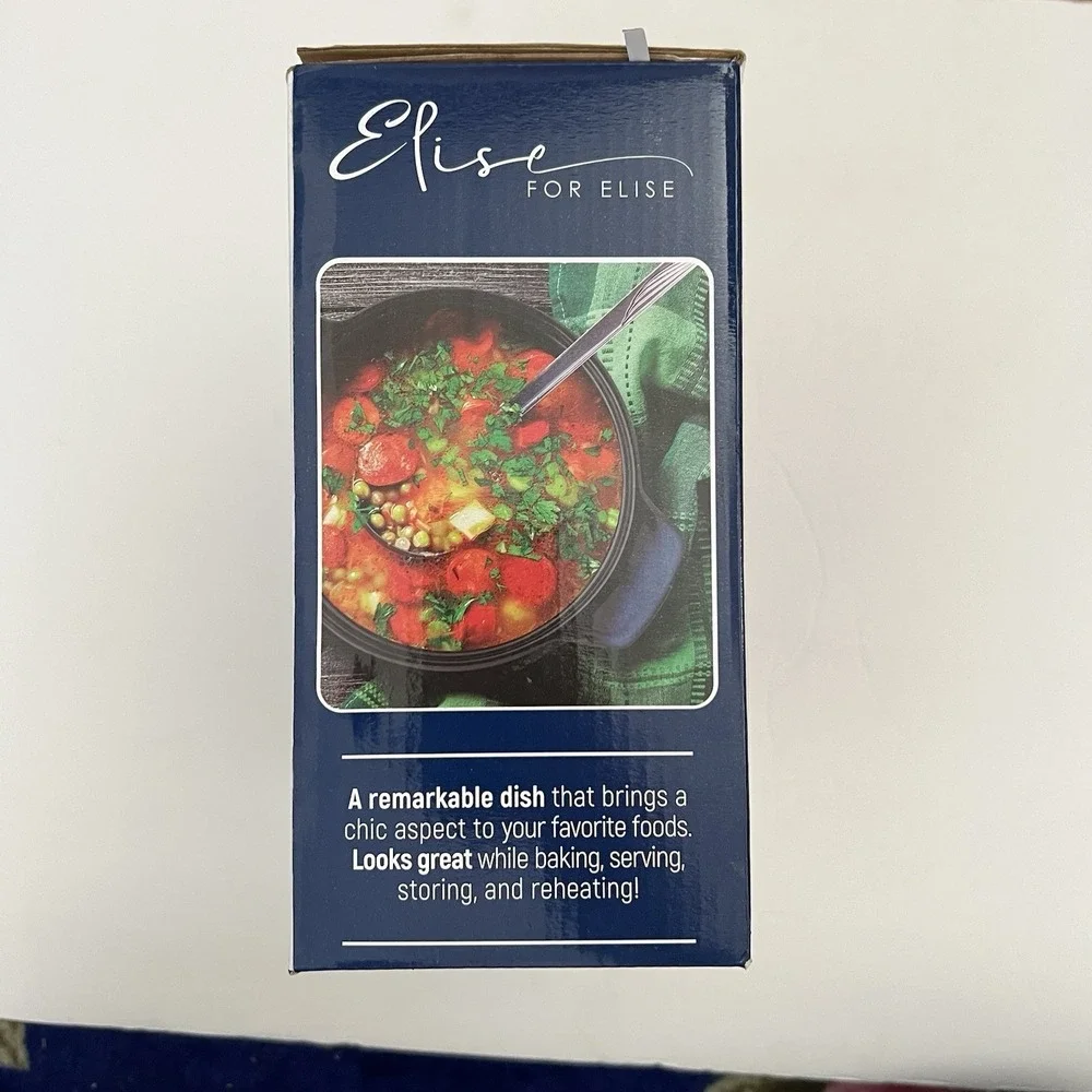 Elise for Elise Stoneware Round Casserole Dish with Glass Lid‎ Blue 11x9x5 New